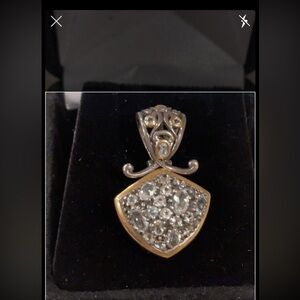 John Hardy -Sterling , 18 k yellow gold and white topaz pendant. New condition!